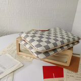 Louis Vuitton Unisex LV Double Zip Pochette Damier Azur Coated Canvas Cowhide Leather Clutch