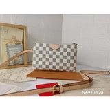 Louis Vuitton Unisex LV Double Zip Pochette Damier Azur Coated Canvas Cowhide Leather Clutch