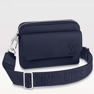 Louis Vuitton Unisex LV Fastline Messenger Navy Blue Cowhide Leather Zipped Closure Handbag
