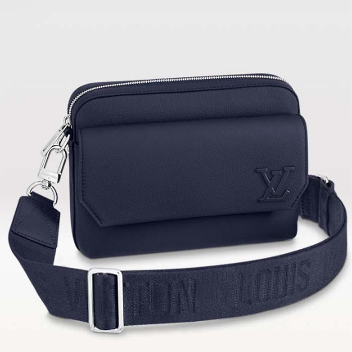 Louis Vuitton Unisex LV Fastline Messenger Navy Blue Cowhide Leather Zipped Closure Handbag