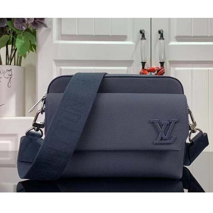 Louis Vuitton Unisex LV Fastline Messenger Navy Blue Cowhide Leather Zipped Closure Handbag