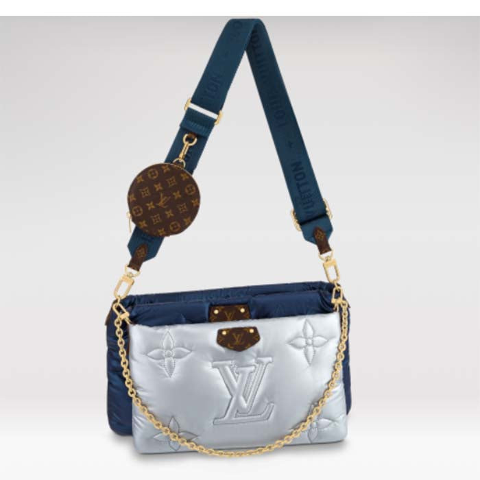Louis Vuitton Unisex LV Maxi Multi-Pochette Accessoires Navy Blue Silver Recycled Nylon Econyl Clutch