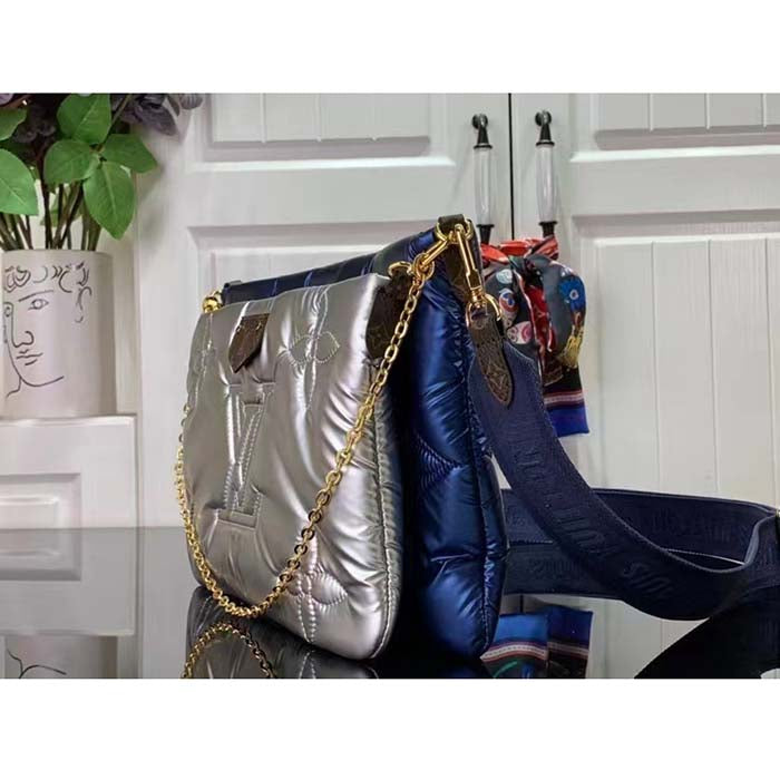 Louis Vuitton Unisex LV Maxi Multi-Pochette Accessoires Navy Blue Silver Recycled Nylon Econyl Clutch