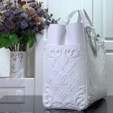 Louis Vuitton Unisex LV Sac Plat Optic White Calf Leather Double Handle Handbag