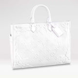 Louis Vuitton Unisex LV Sac Plat Optic White Calf Leather Double Handle Handbag