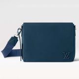 Louis Vuitton Unisex LV Takeoff Messenger Atlantic Blue Cowhide Leather Textile Lining Handbag
