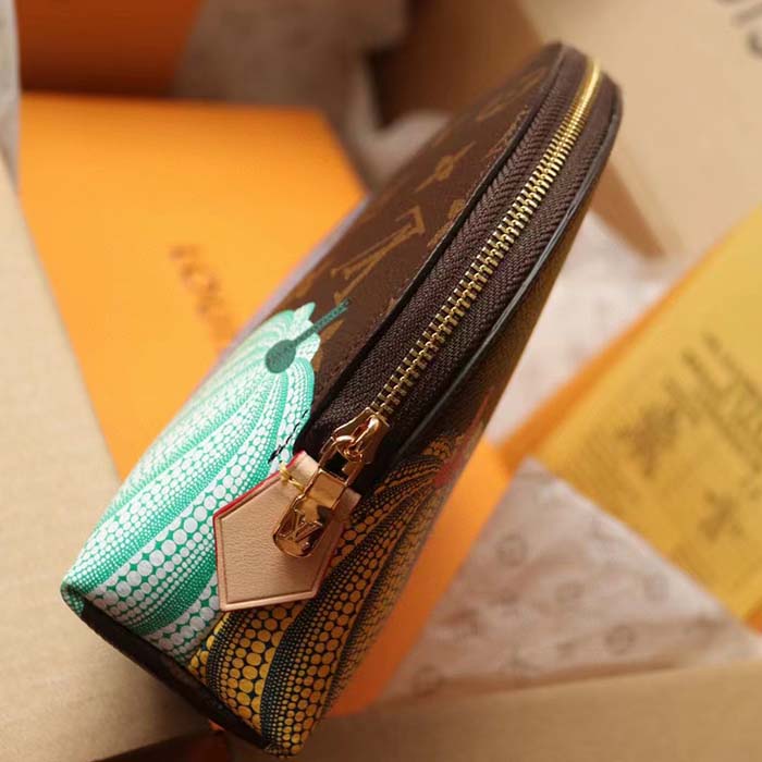 Louis Vuitton Unisex LV x YK Cosmetic Pouch Monogram Coated Canvas Colorful Pumpkin Print Clutch
