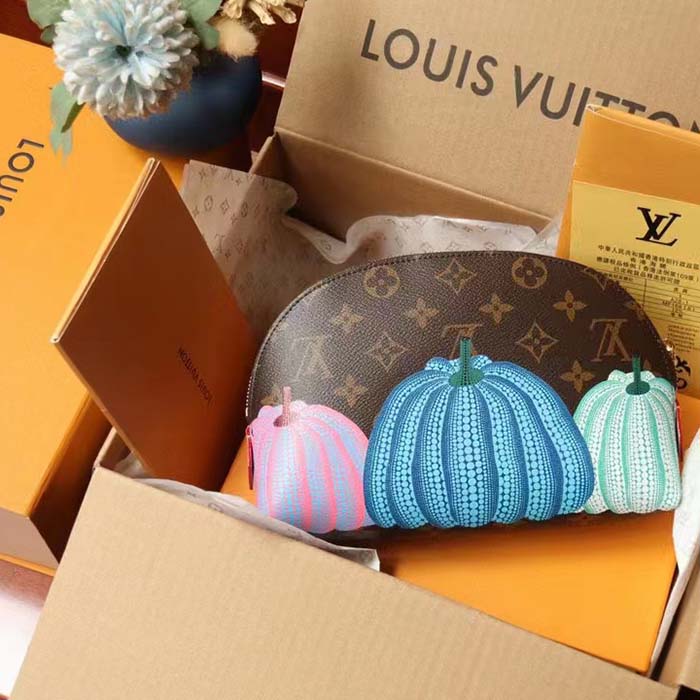 Louis Vuitton Unisex LV x YK Cosmetic Pouch Monogram Coated Canvas Colorful Pumpkin Print Clutch