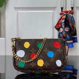 Louis Vuitton Unisex LV x YK Mini Pochette Accessoires Monogram Coated Canvas 3D Painted Dots Print Clutch