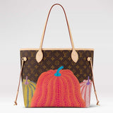 Louis Vuitton Unisex LV x YK Neverfull MM Monogram Coated Canvas Pumpkin Print Tote