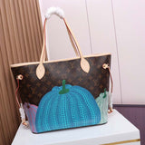 Louis Vuitton Unisex LV x YK Neverfull MM Monogram Coated Canvas Pumpkin Print Tote