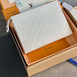 Louis Vuitton Unisex LV x YK Pochette Voyage White Taurillon Monogram Cowhide Psychedelic Flower Clutch