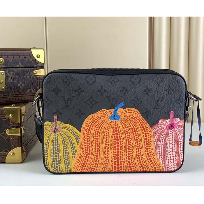 Louis Vuitton Unisex LV x YK Trio Messenger Monogram Eclipse Reverse Coated Canvas Pumpkin Handbag