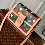 Louis Vuitton Unisex LVxYK Dauphine MM Monogram Coated Canvas 3D Painted Dots Print Handbag