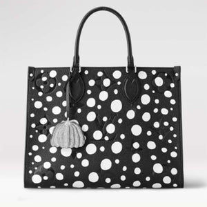 Louis Vuitton Unisex LVxYK OnTheGo MM Black White Embossed Grained Monogram Empreinte Cowhide Tote