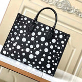 Louis Vuitton Unisex LVxYK OnTheGo MM Black White Embossed Grained Monogram Empreinte Cowhide Tote
