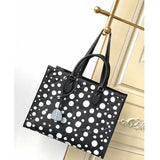 Louis Vuitton Unisex LVxYK OnTheGo MM Black White Embossed Grained Monogram Empreinte Cowhide Tote