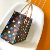 Louis Vuitton Unisex LVxYK OnTheGo MM Monogram Coated Canvas 3D Painted Dots Print Tote
