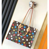 Louis Vuitton Unisex LVxYK OnTheGo MM Monogram Coated Canvas 3D Painted Dots Print Tote