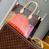 Louis Vuitton Unisex LVxYK OnTheGo MM Monogram Coated Canvas Pumpkin Print Tote