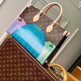 Louis Vuitton Unisex LVxYK OnTheGo MM Monogram Coated Canvas Pumpkin Print Tote