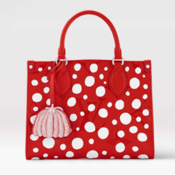 Louis Vuitton Unisex LVxYK OnTheGo PM Red White Embossed Grained Monogram Empreinte Cowhide Tote