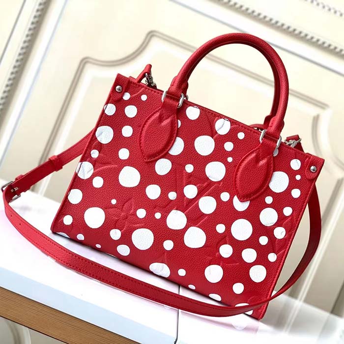 Louis Vuitton Unisex LVxYK OnTheGo PM Red White Embossed Grained Monogram Empreinte Cowhide Tote