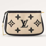 Louis Vuitton Unisex Mini Pochette Accessoires Black Lotus Cotton Cowhide Zip Closure Clutch