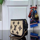 Louis Vuitton Unisex Mini Pochette Accessoires Black Lotus Cotton Cowhide Zip Closure Clutch