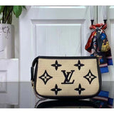 Louis Vuitton Unisex Mini Pochette Accessoires Black Lotus Cotton Cowhide Zip Closure Clutch