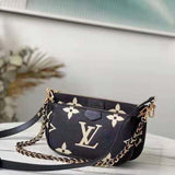 Louis Vuitton Unisex Multi Pochette Accessoires Black Cream Embossed Supple Grained Cowhide Clutch