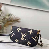 Louis Vuitton Unisex Multi Pochette Accessoires Black Cream Embossed Supple Grained Cowhide Clutch
