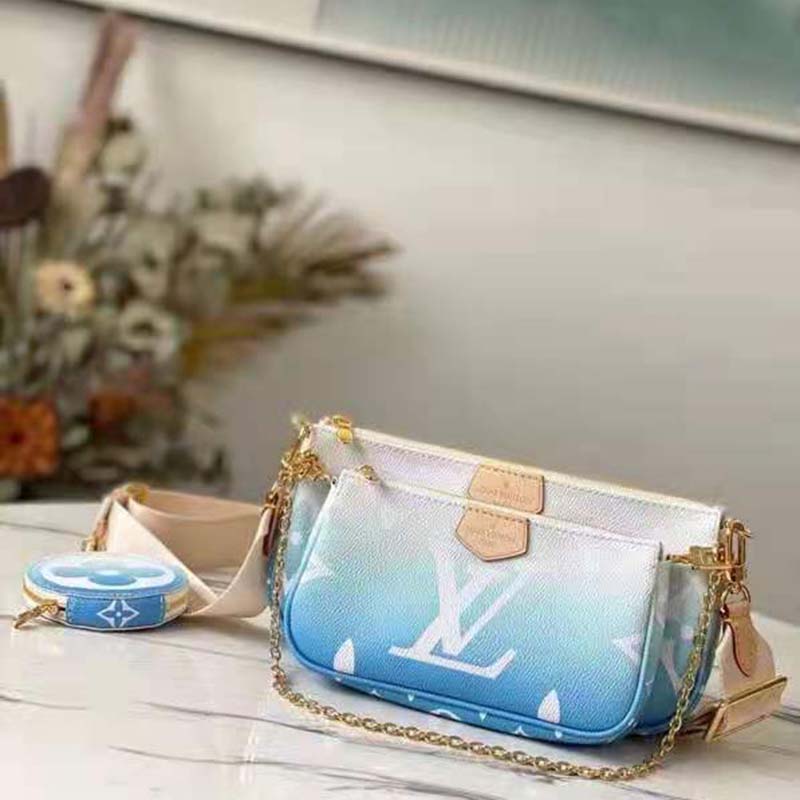 Louis Vuitton Unisex Multi Pochette Accessoires Blue Monogram Giant Coated Canvas Clutch