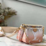 Louis Vuitton Unisex Multi Pochette Accessoires Pink Brume Gray Monogram Giant Coated Canvas Clutch