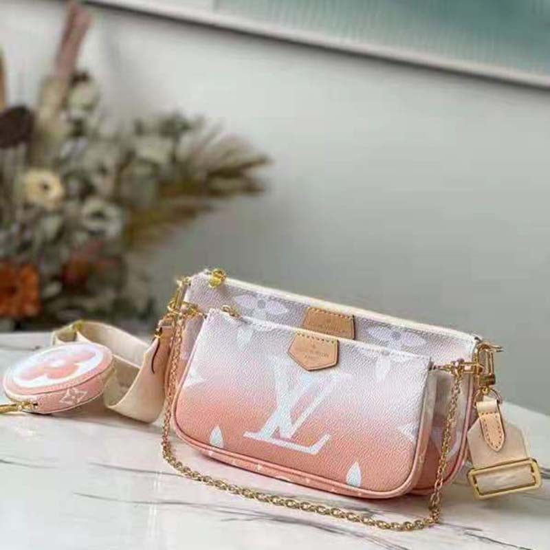 Louis Vuitton Unisex Multi Pochette Accessoires Pink Brume Gray Monogram Giant Coated Canvas Clutch