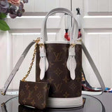 Louis Vuitton Unisex Nano Bucket Brown Monogram Coated Canvas Cowhide Leather Handbag