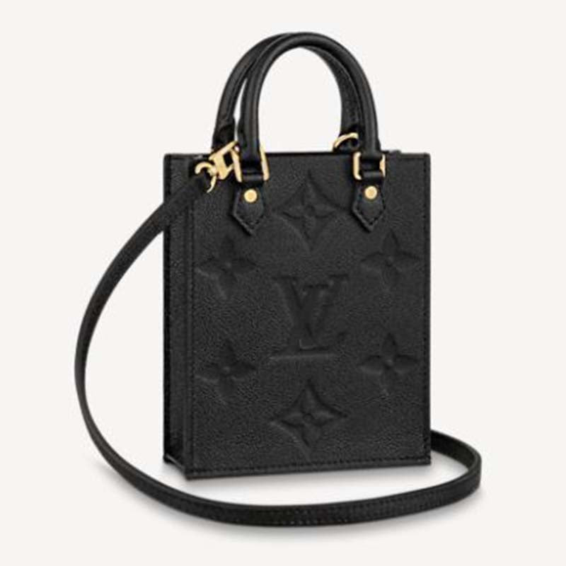 Louis Vuitton Unisex Petit Sac Plat Black Monogram Empreinte Embossed Supple Grained Cowhide Handbag
