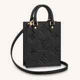 Louis Vuitton Unisex Petit Sac Plat Black Monogram Empreinte Embossed Supple Grained Cowhide Handbag