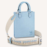 Louis Vuitton Unisex Petit Sac Plat Blue Epi Embossed Supple Grained Cowhide Handbag