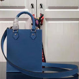 Louis Vuitton Unisex Petit Sac Plat Blue Epi Embossed Supple Grained Cowhide Handbag