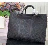 Louis Vuitton Unisex Sac Plat 24H Black Embossed Taurillon Monogram Cowhide Leather Handbag