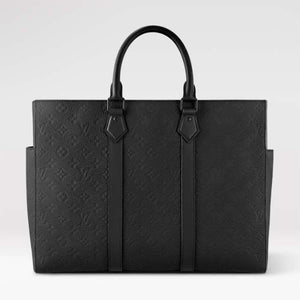 Louis Vuitton Unisex Sac Plat 24H Black Embossed Taurillon Monogram Cowhide Leather Handbag
