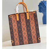 Louis Vuitton Unisex Sac Plat Messenger Bag Monogram Stripes Brown Coated Canvas Cowhide