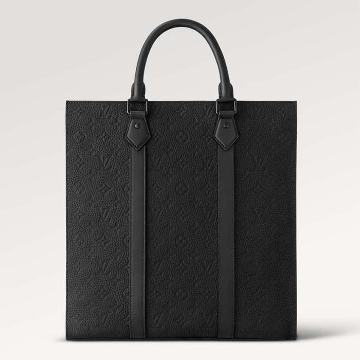 Louis Vuitton Unisex Sac Plat NV Black Embossed Taurillon Monogram Cowhide Leather Handbag