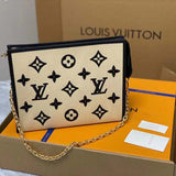 Louis Vuitton Unisex Toiletry Pouch On Chain Black Lotus Cotton Cowhide Leather Clutch