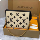 Louis Vuitton Unisex Toiletry Pouch On Chain Black Lotus Cotton Cowhide Leather Clutch