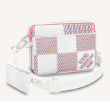 Louis Vuitton Unisex Trio Messenger White Damier Spray Cowhide Leather Handbag