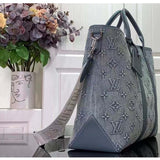 Louis Vuitton Unisex Weekend Tote NM Monogram Washed Coated Canvas Cowhide Leather