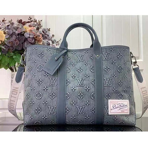 Louis Vuitton Unisex Weekend Tote NM Monogram Washed Coated Canvas Cowhide Leather