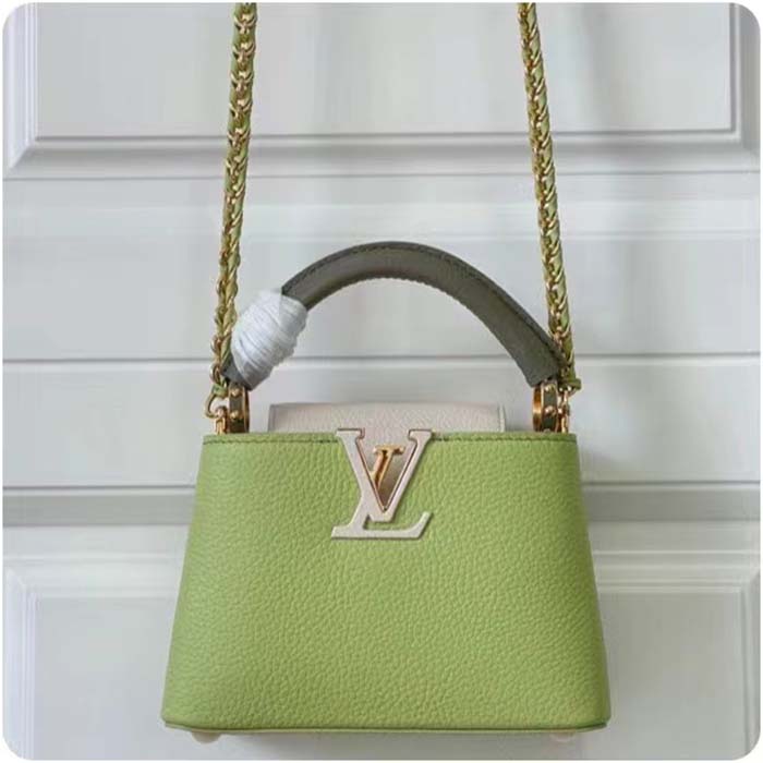 Louis Vuitton Women Capucines Mini Green Taurillon Cowhide Leather Gold-Color Hardware Handbag